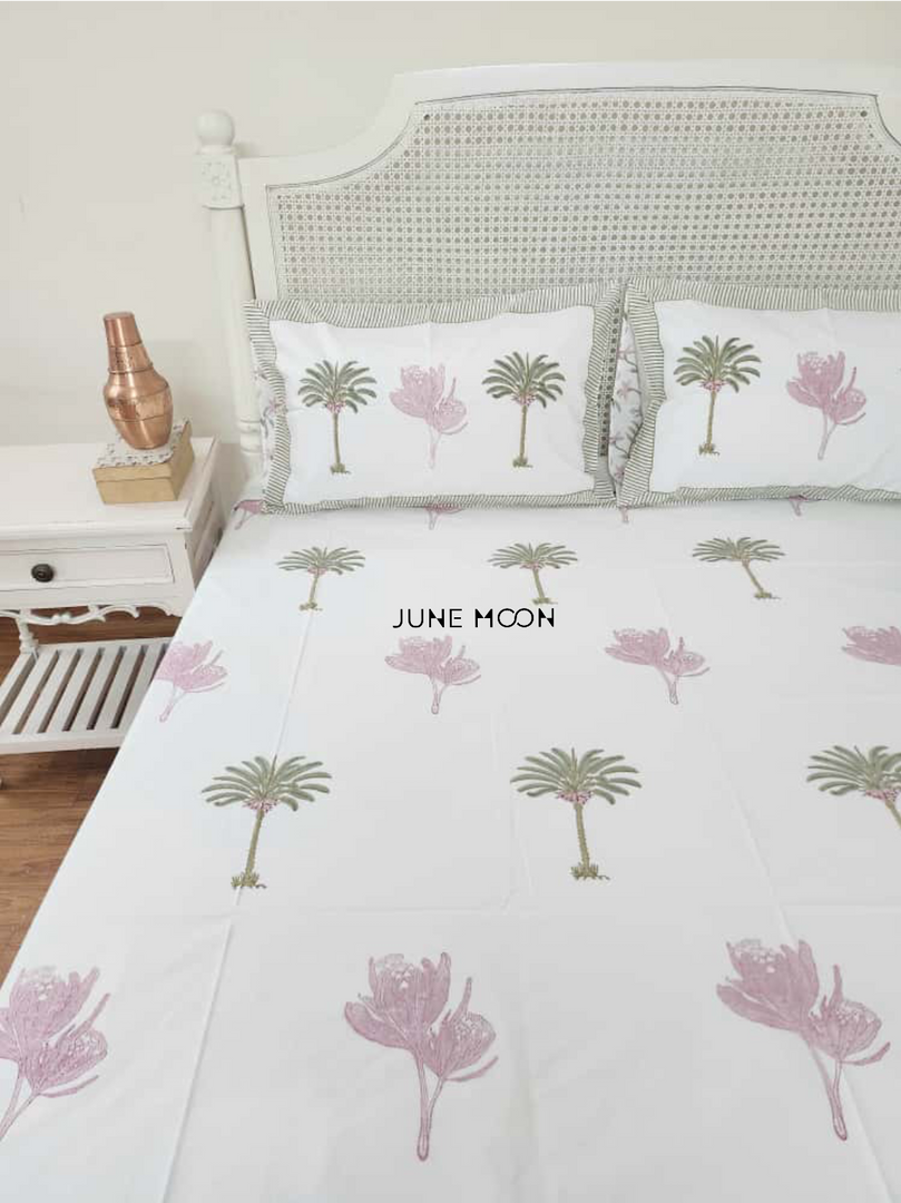 Forget Me Not - Block Printed Bedsheet Set