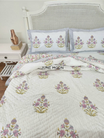 Load image into Gallery viewer, Lady Lilac -Block Printed Muslin Quilt
