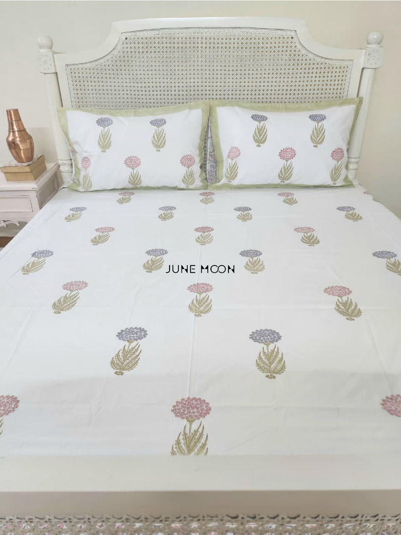 Cosmos - Block Printed Bedsheet Set