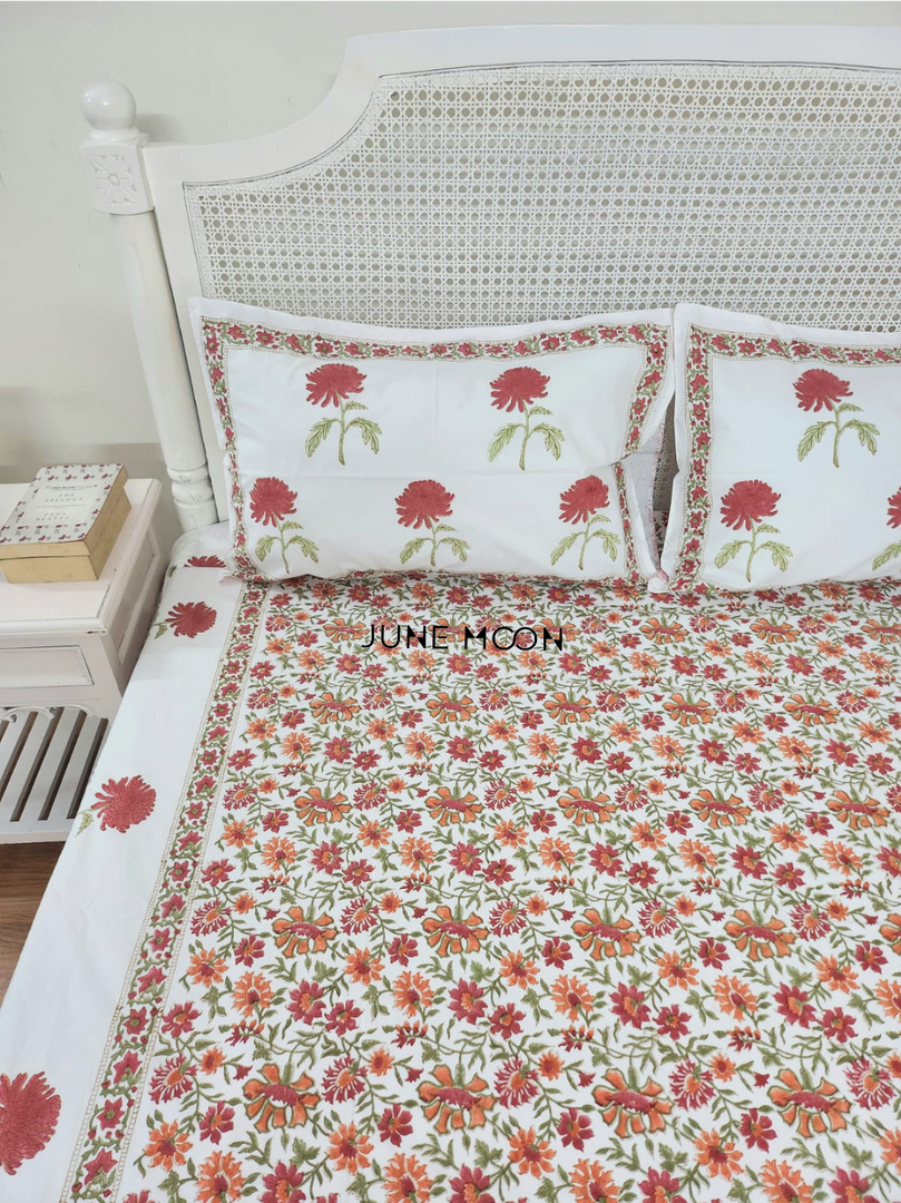 Rustic Garden - Block Printed Bedsheet Set