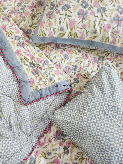 Lavendelle - Set of 2 Single Quilts (Cream Base)