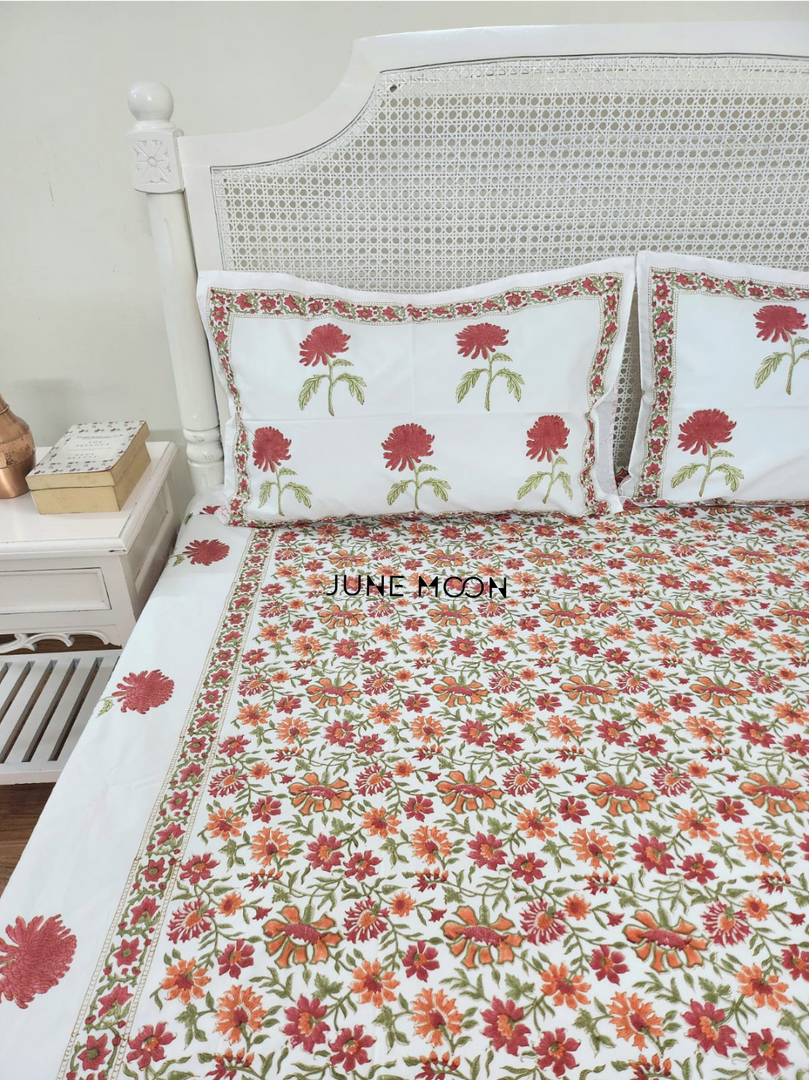 Rustic Garden - Block Printed Bedsheet Set