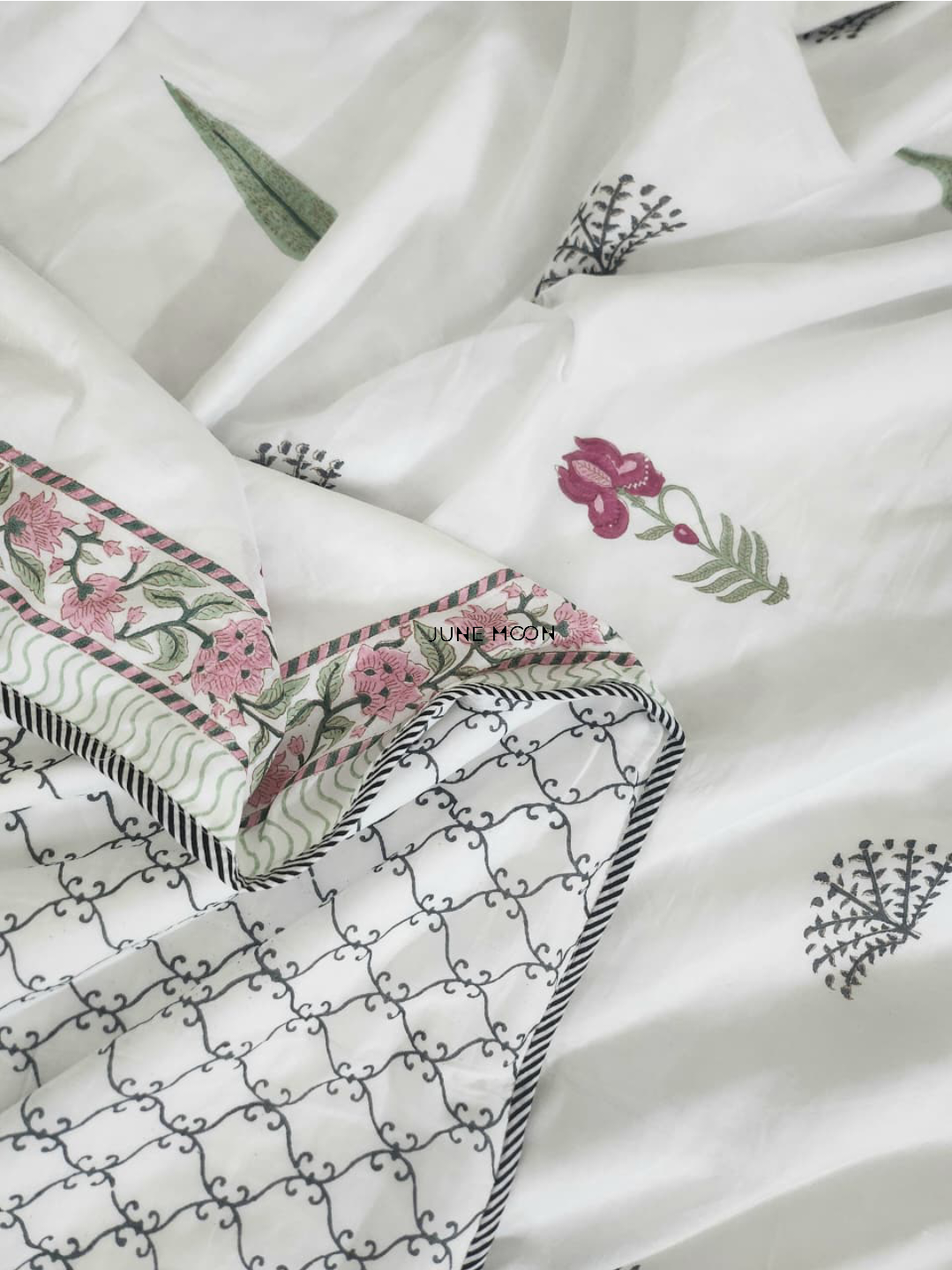 Hued Petals - Block Printed Muslin Dohar