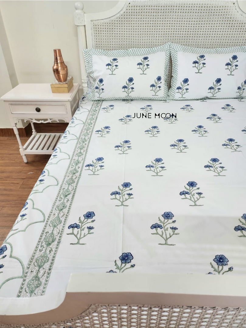 Sea Shore - Block Printed Bedsheet Set