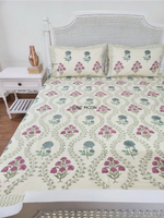 Load image into Gallery viewer, Sadabahaar - Block Printed Bedsheet Set (Cream Base)
