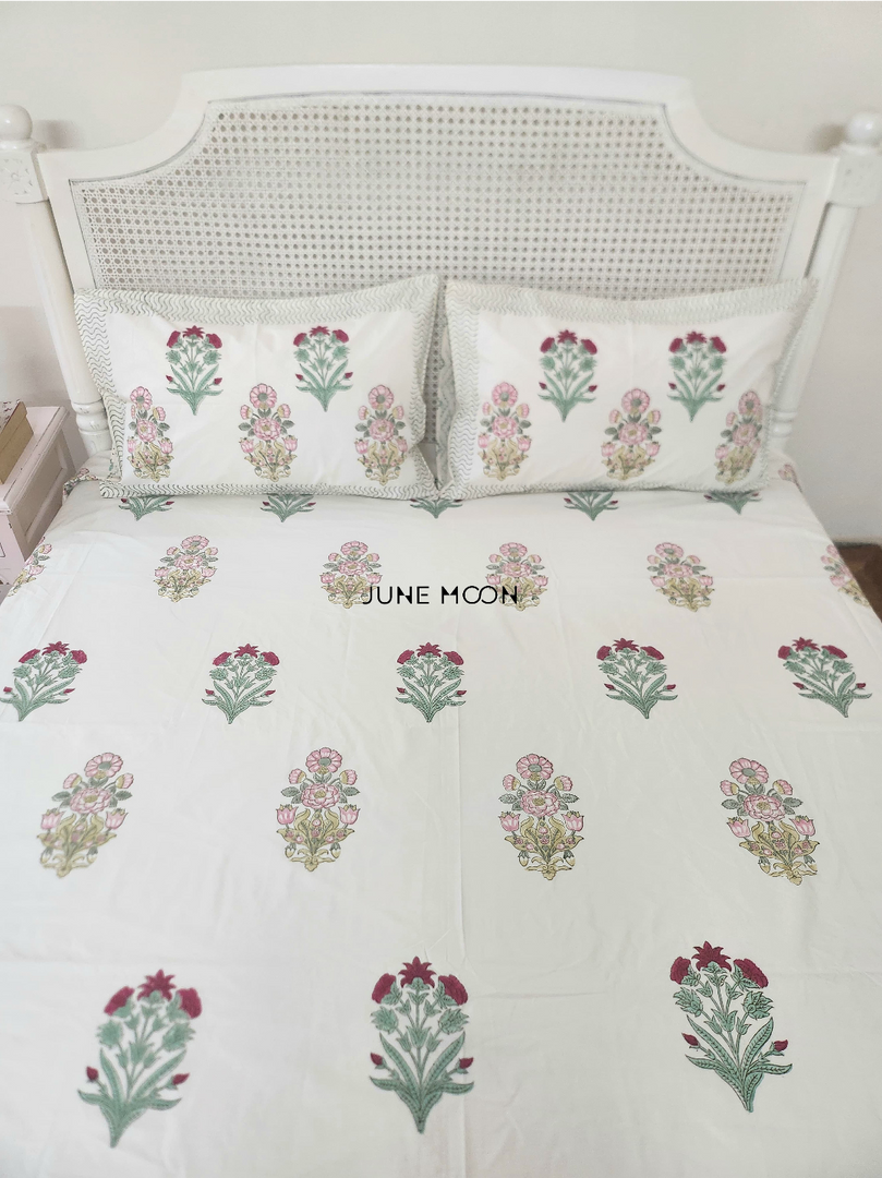 Casacream - Block Printed Bedsheet Set (Cream Base)