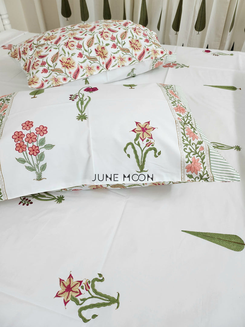 Summer Rouge - Block Printed Bedsheet Set