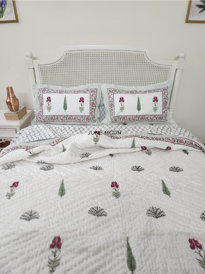 Hued Petals - Set of 2 Single Quilts
