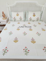 Load image into Gallery viewer, Rang Mahal - Block Printed Bedsheet Set (Cream Base)
