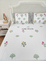 Load image into Gallery viewer, Princess Petals - Block Printed Bedsheet Set
