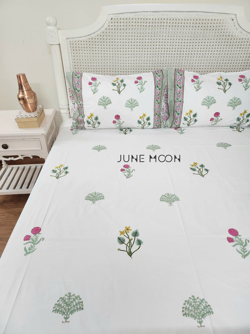 Princess Petals - Block Printed Bedsheet Set