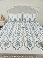 Load image into Gallery viewer, Cool Cascades - Block Printed Bedsheet Set