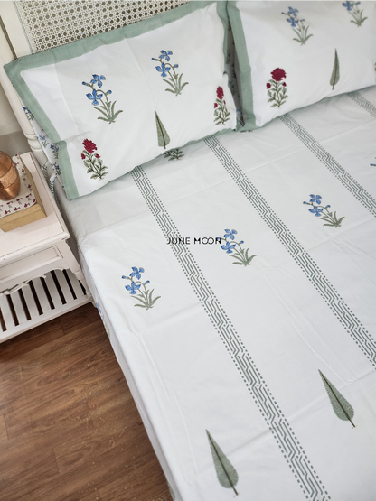 French Garden - Block Printed Bedsheet Set