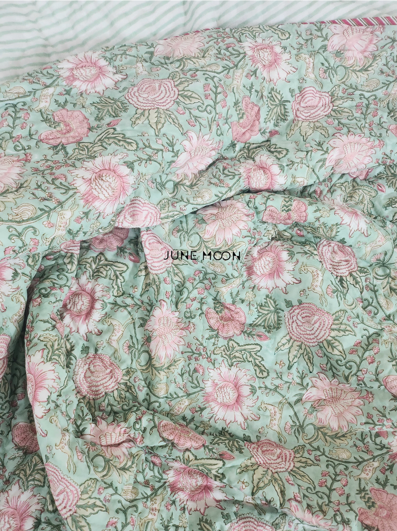 Sagewood - Block Printed Muslin Quilt
