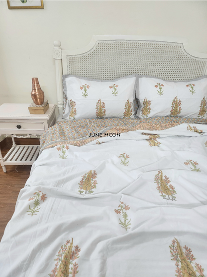 Mandarin Garden - Block Printed Muslin Dohar
