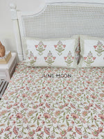 Load image into Gallery viewer, Rusty Farm - Block Printed Bedsheet Set (Cream Base)
