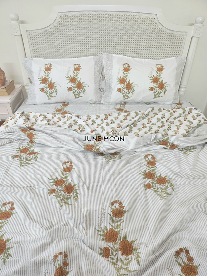 Warm Roses - Block Printed Muslin Dohar