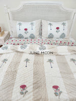 Load image into Gallery viewer, Mint To Be - Set of Quilt &amp; Bedsheet (Bedsheet - Cream Base)
