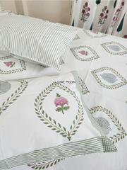 Autumn Rose - Block Printed Bedsheet Set
