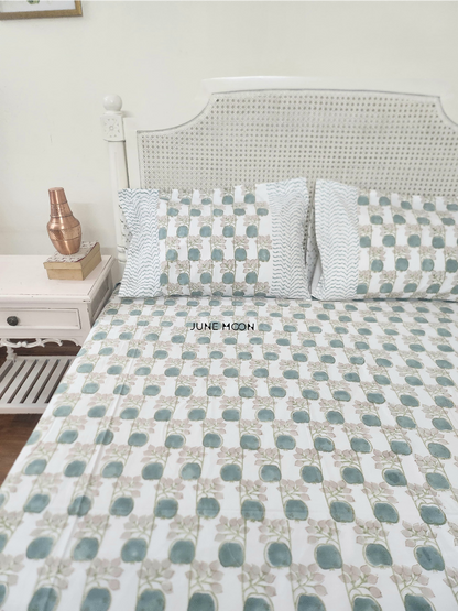 Zehnaseeb - Block Printed Bedsheet Set