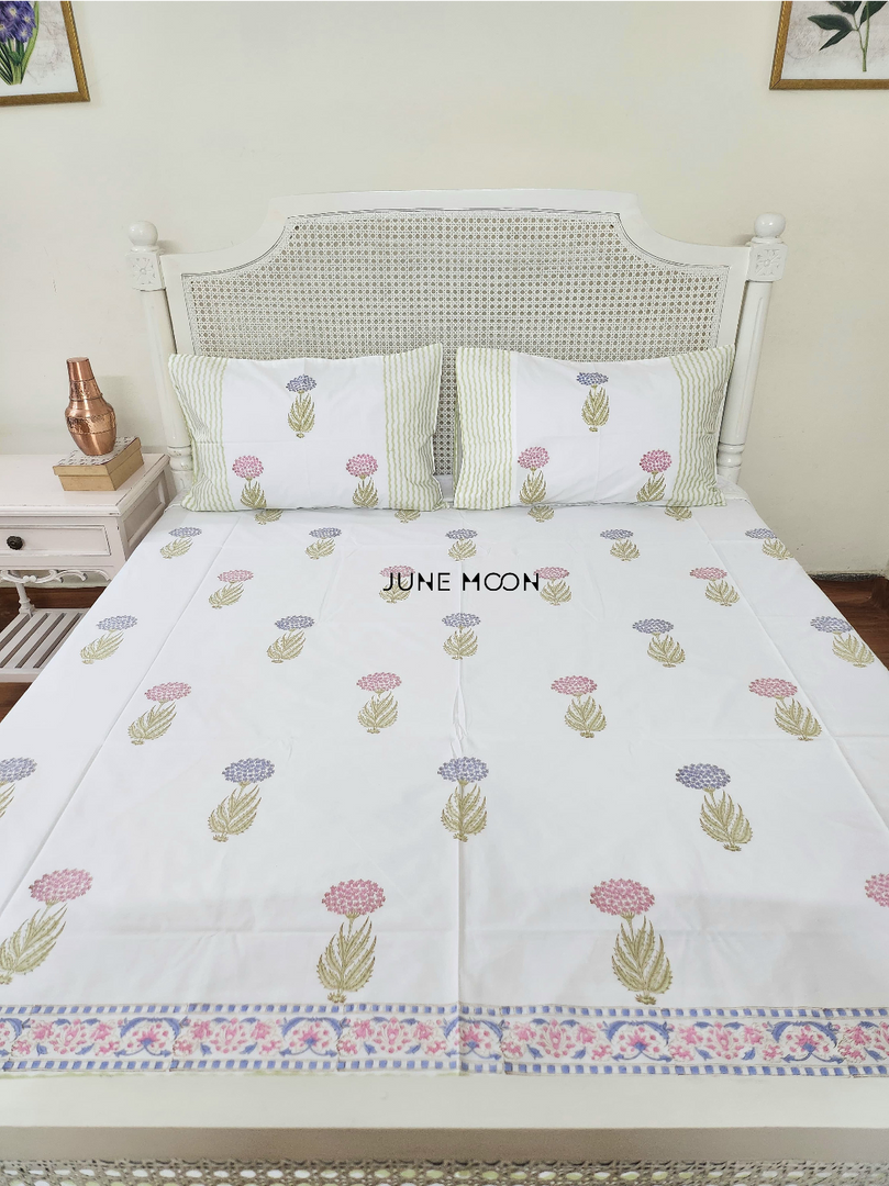 Cosmos - Block Printed Bedsheet Set
