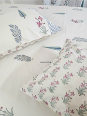Woodsy Wishes - Block Printed Bedsheet Set (Cream Base)