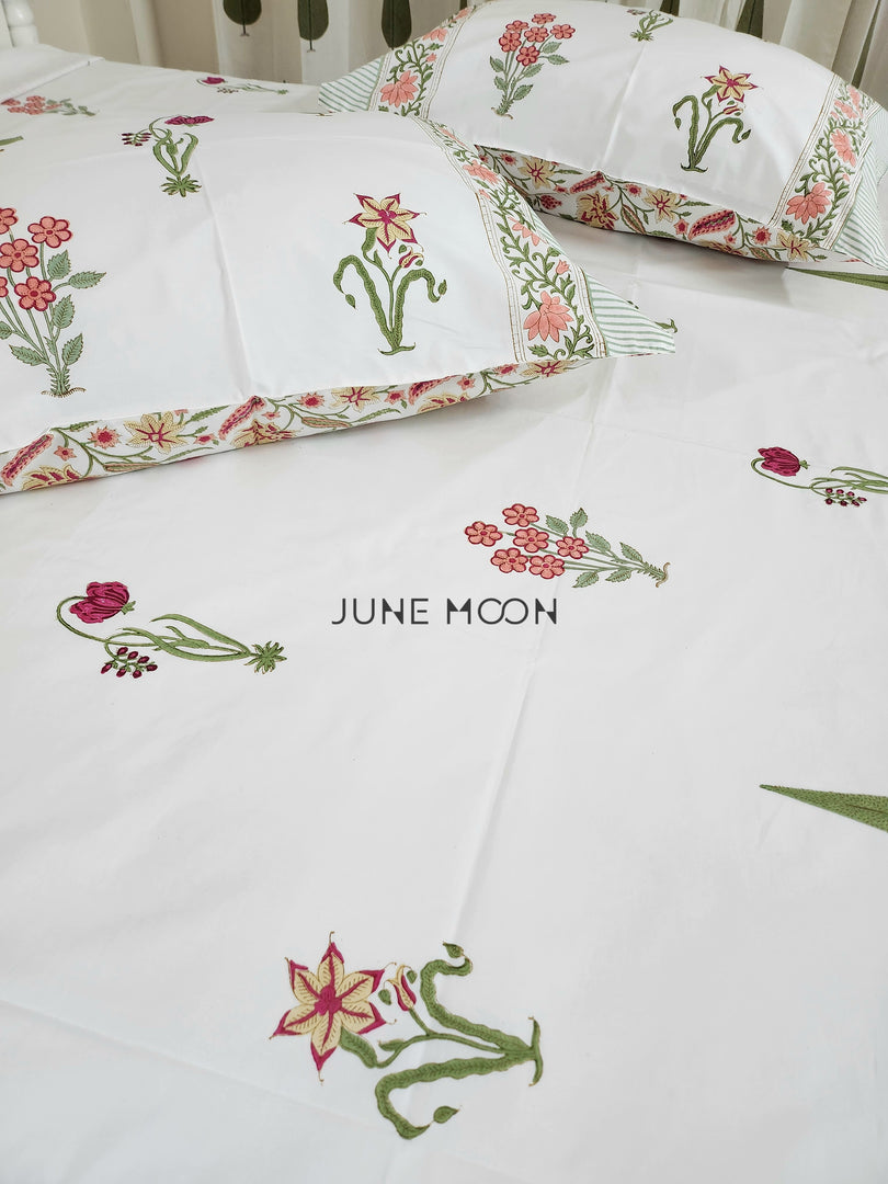 Summer Rouge - Block Printed Bedsheet Set