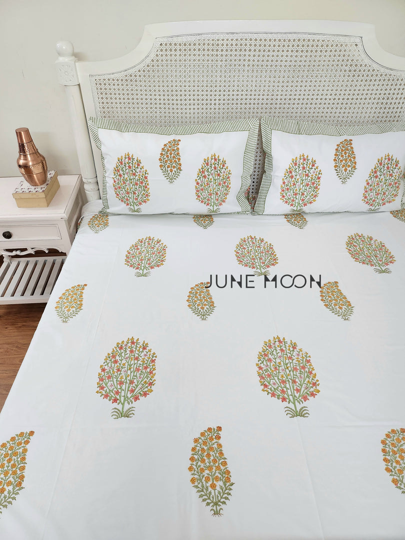 Sunehre Pal - Block Printed Bedsheet Set