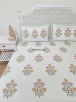 Load image into Gallery viewer, Heart Of Gold - Block Printed Bedsheet Set (Cream Base)
