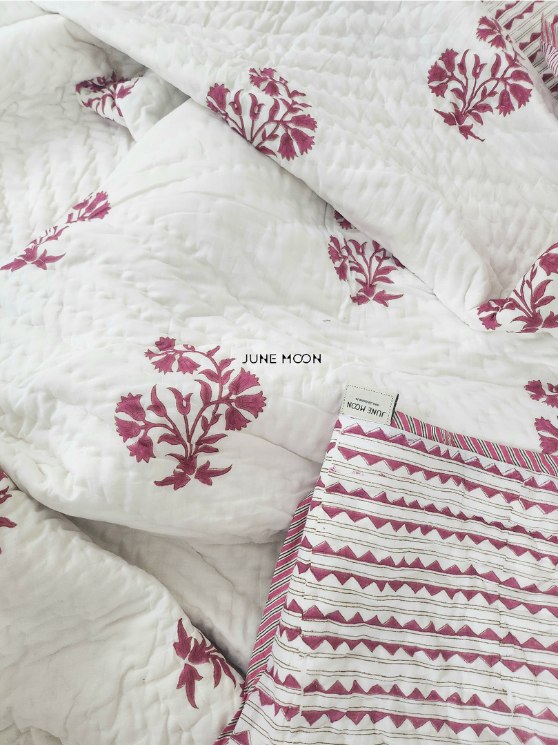 Berry Beautiful - Block Printed Muslin Quilt