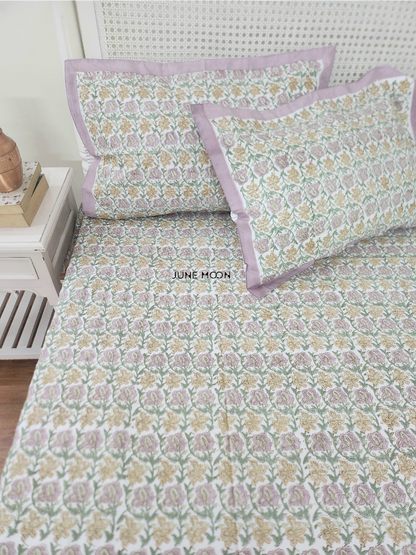 Lavendelle - Block Printed Bedsheet Set