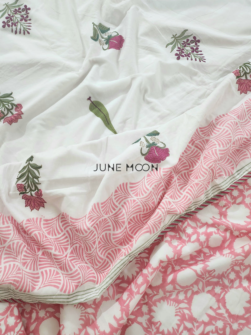 French Garden - Block Printed Muslin Dohar
