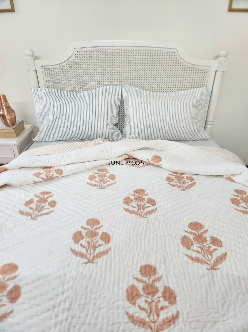 Garden To Earth - Block Printed Muslin Quilt