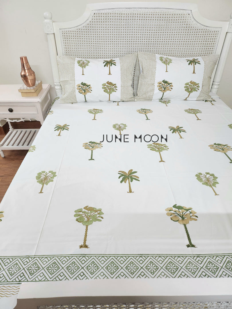 Sultry Greens - Block Printed Bedsheet Set