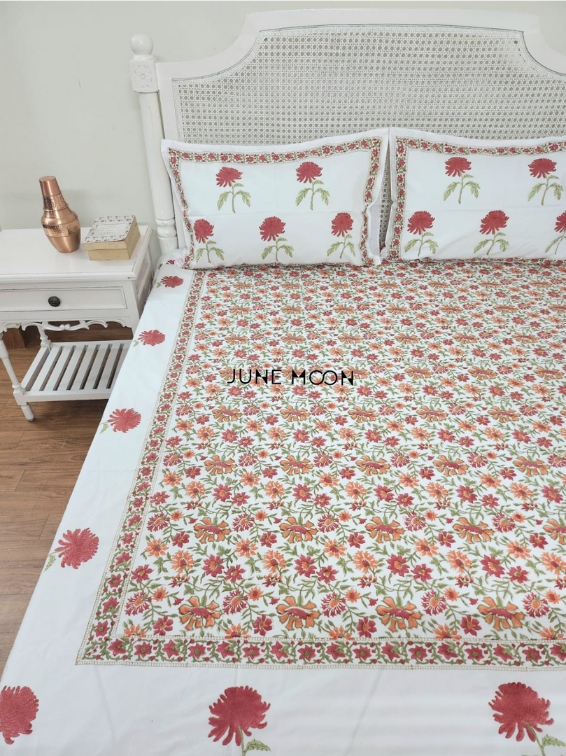 Rustic Garden - Block Printed Bedsheet Set