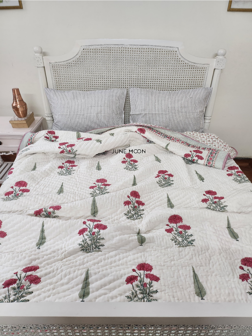 Scarlet - Block Printed Muslin Quilt