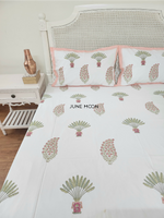 Load image into Gallery viewer, Cosy Coral - Block Printed Bedsheet Set
