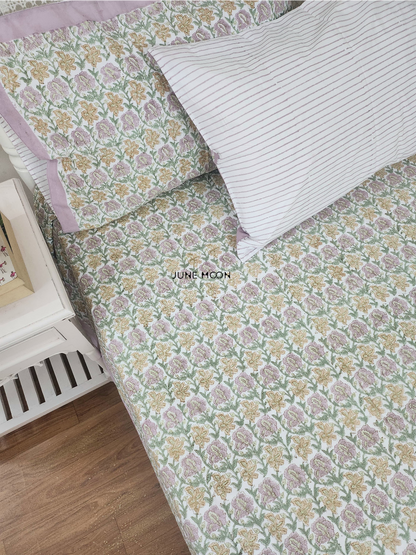Lavendelle - Block Printed Bedsheet Set