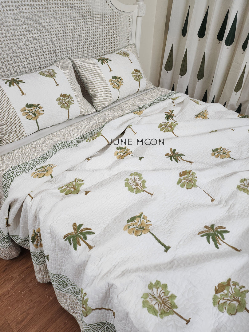 Sultry Greens - Quilted Bedcover Set