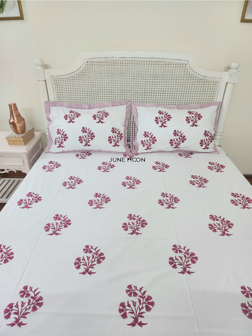 Berry Beautiful - Block Printed Bedsheet Set