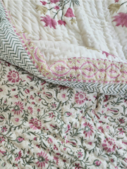 Umang - Block Printed Muslin Quilt (Cream Base)