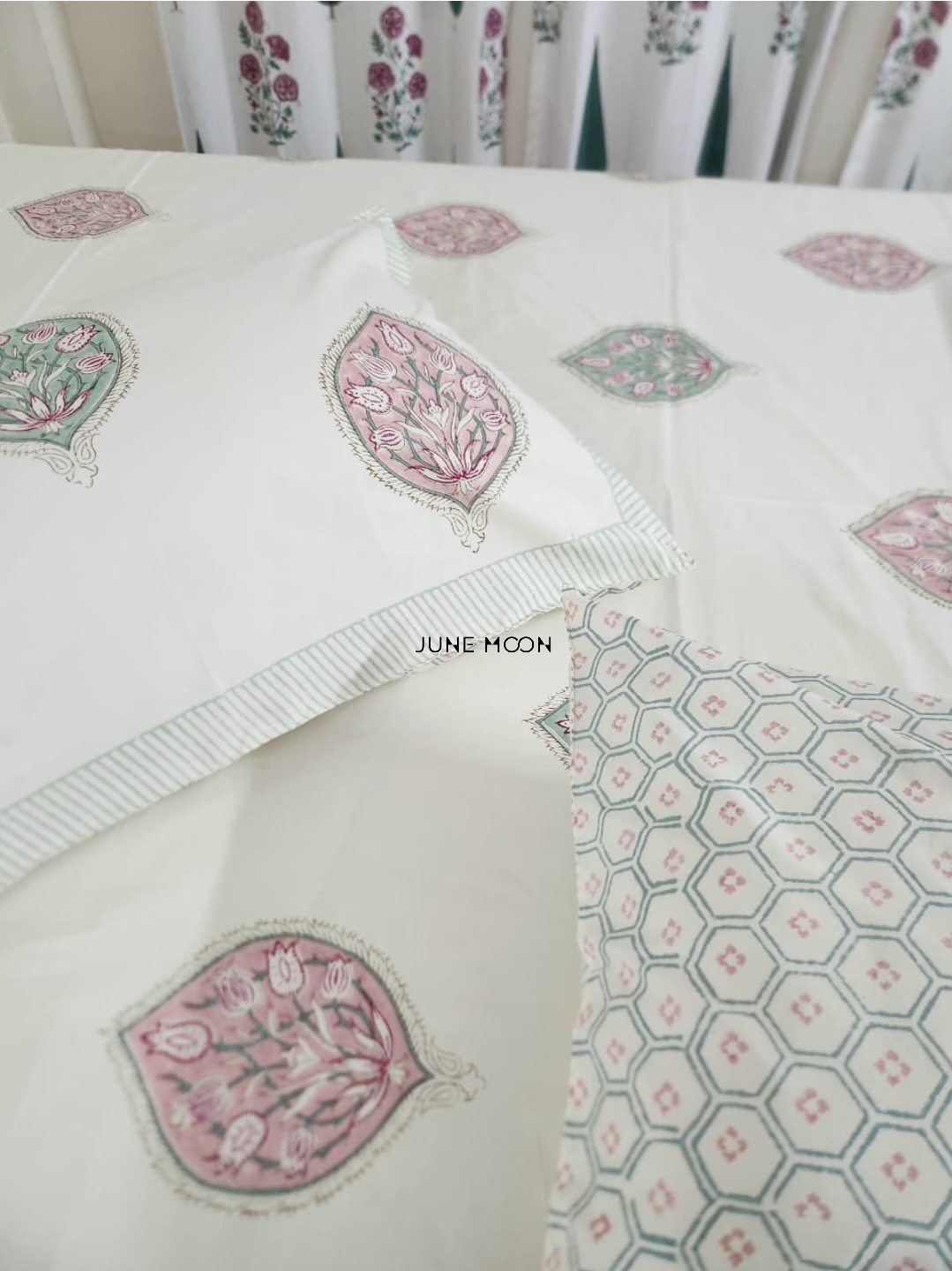 Sweet Grace - Block Printed Bedsheet Set (Cream Base)