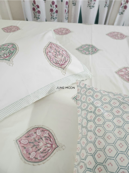 Sweet Grace - Block Printed Bedsheet Set (Cream Base)