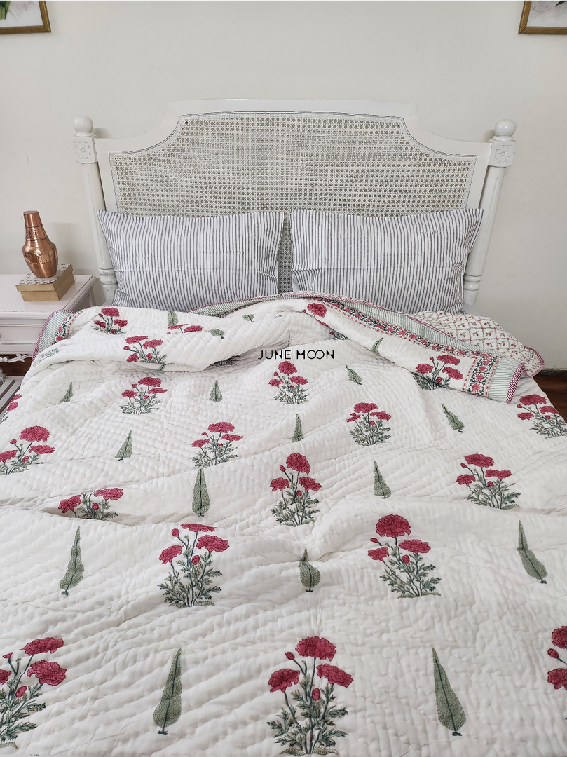 Scarlet - Block Printed Muslin Quilt