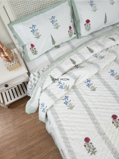 French Garden - Block Printed Muslin Quilt