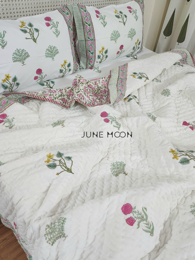 Princess Petals - Block Printed Muslin Quilt