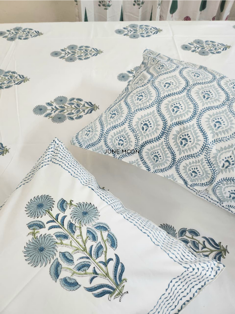 Sensing Serenity - Block Printed Bedsheet Set