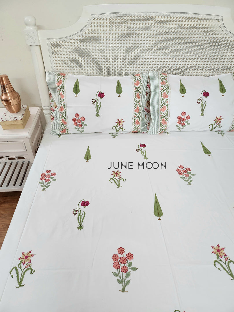 Summer Rouge - Block Printed Bedsheet Set