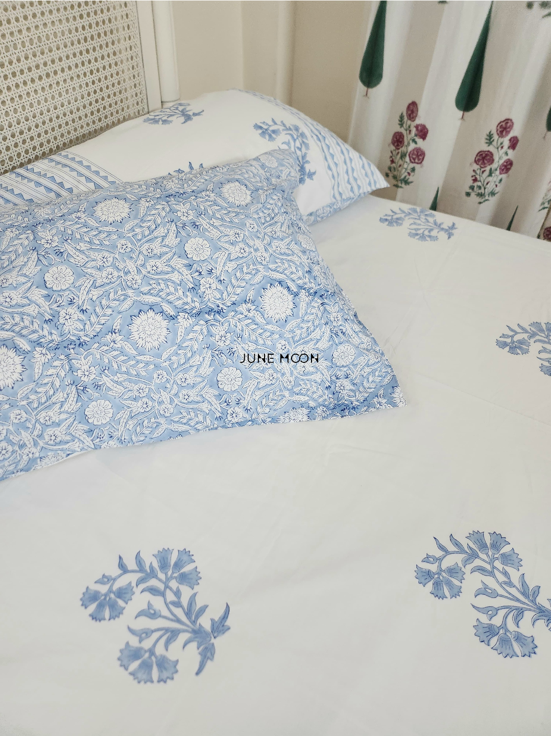 Over The Moon - Block Printed Bedsheet Set
