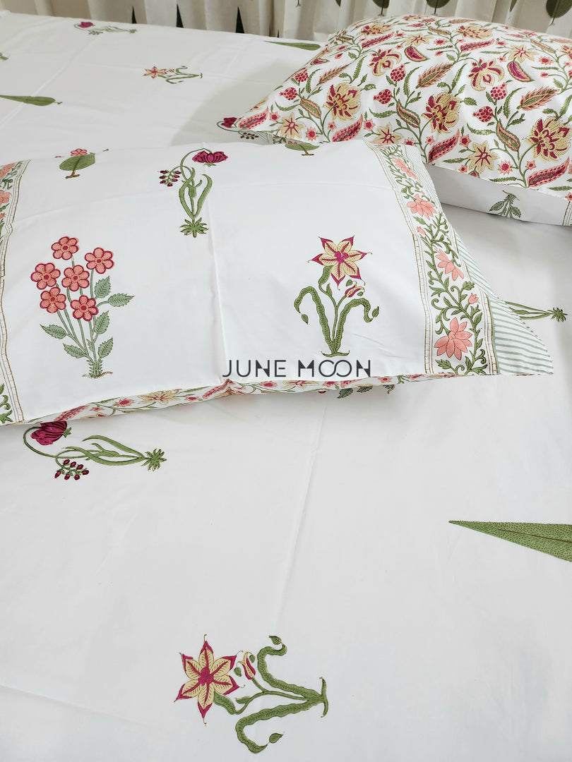 Summer Rouge - Block Printed Bedsheet Set